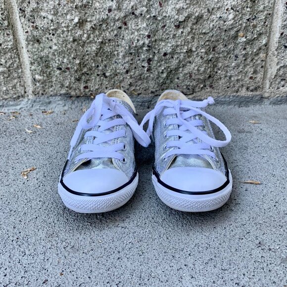 CONVERSE Silver Metallic Sneakers Womens 5 35.5 Chuck Taylor All Star Low Shoe - Picture 3 of 11